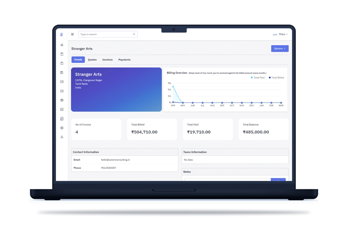 Client management dashboard mockup