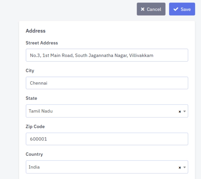 Address details linked to each client