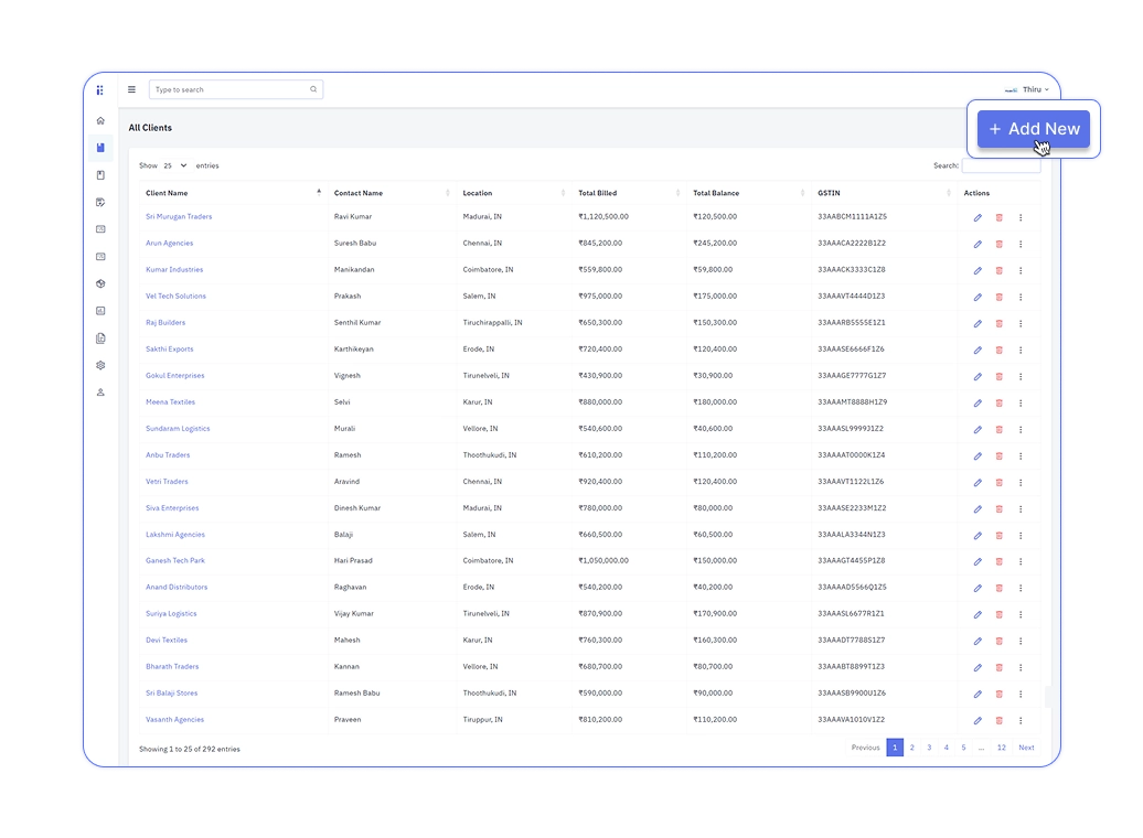 Central client database in Billite