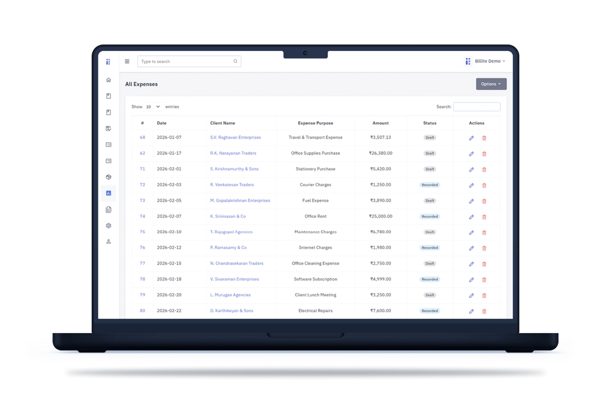 Expense management dashboard mockup
