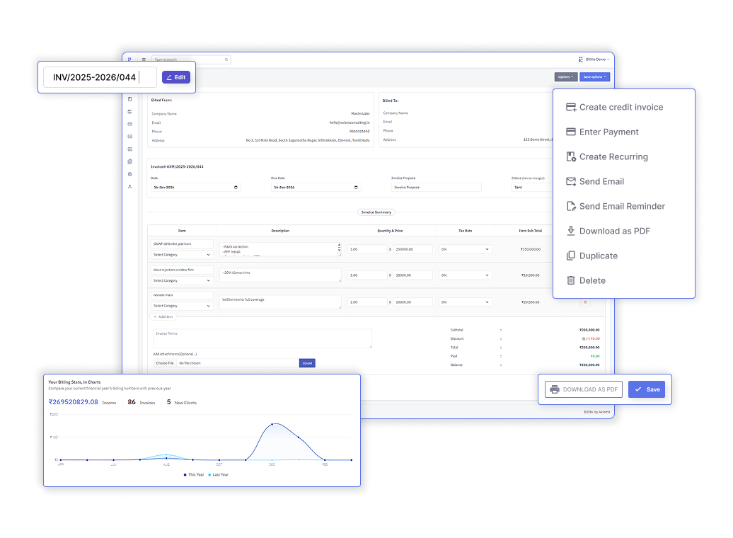 Billite business health dashboard