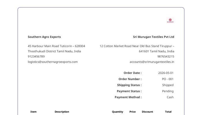 Purchase order generator banner