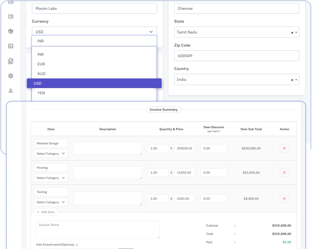 Multi currency invoice workflow