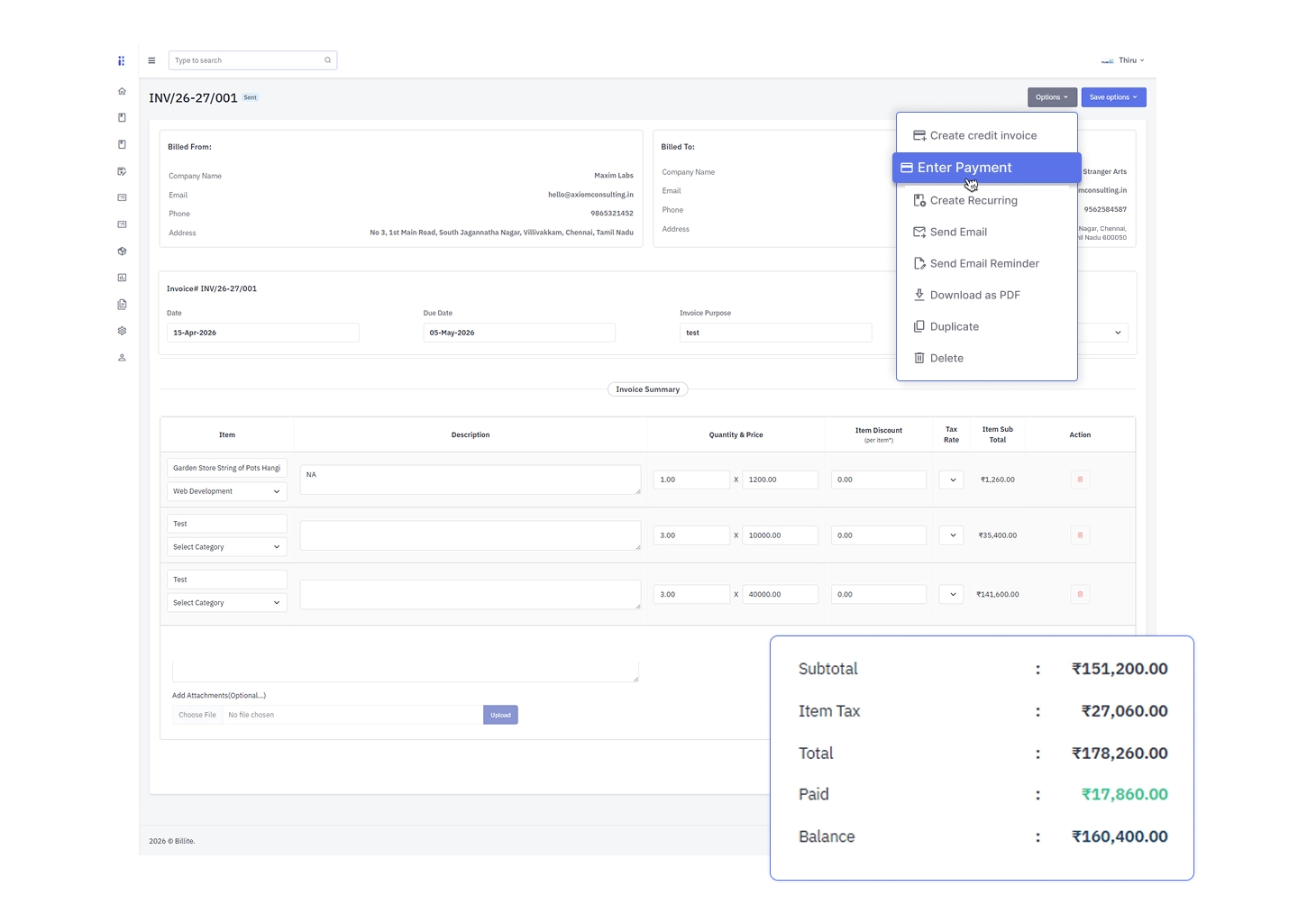 Payment tracking software preview