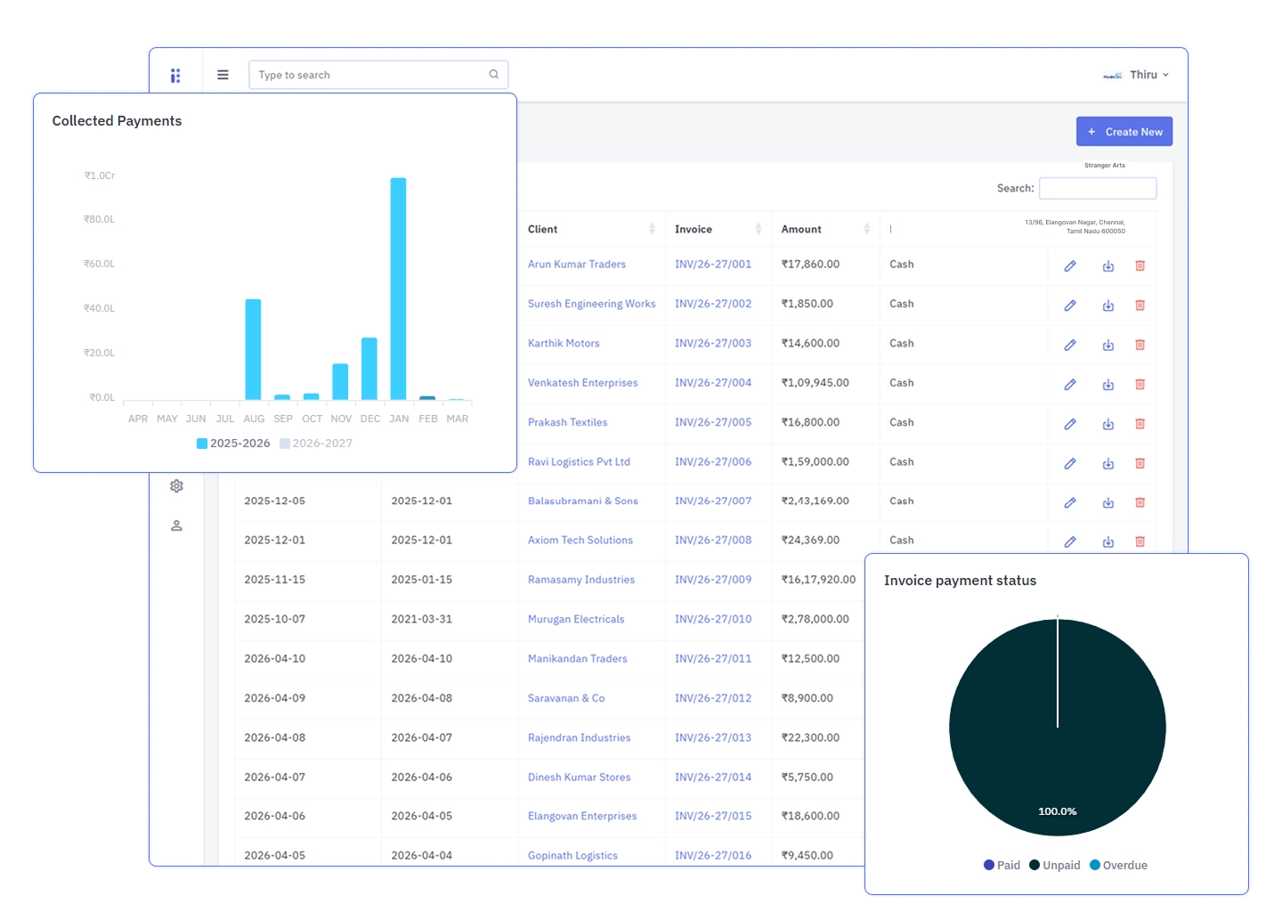 Billite payment reminders dashboard