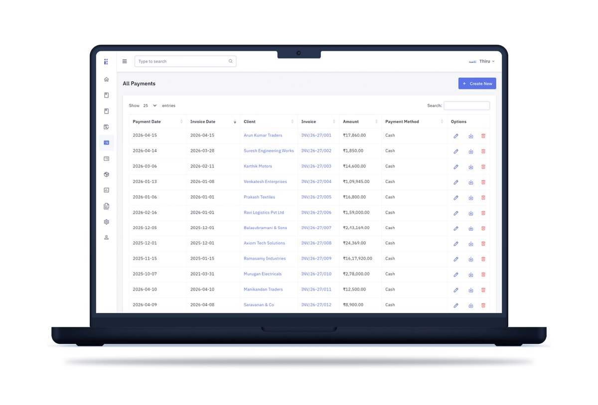 Payments and collections dashboard mockup