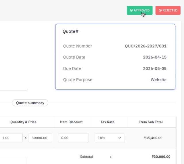 Reuse approved quote details