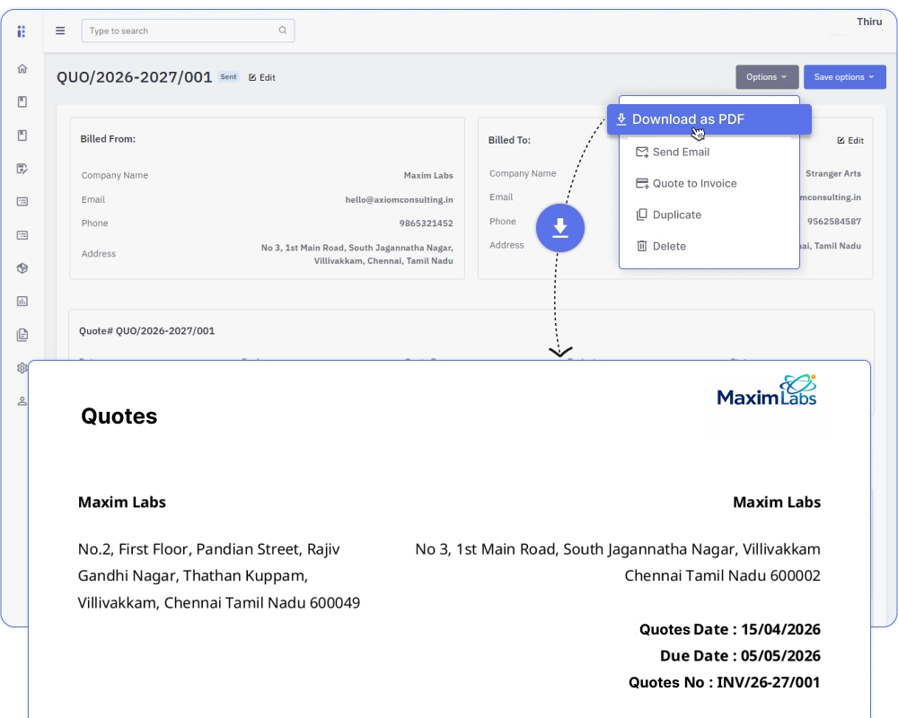 Online quotation sharing flow